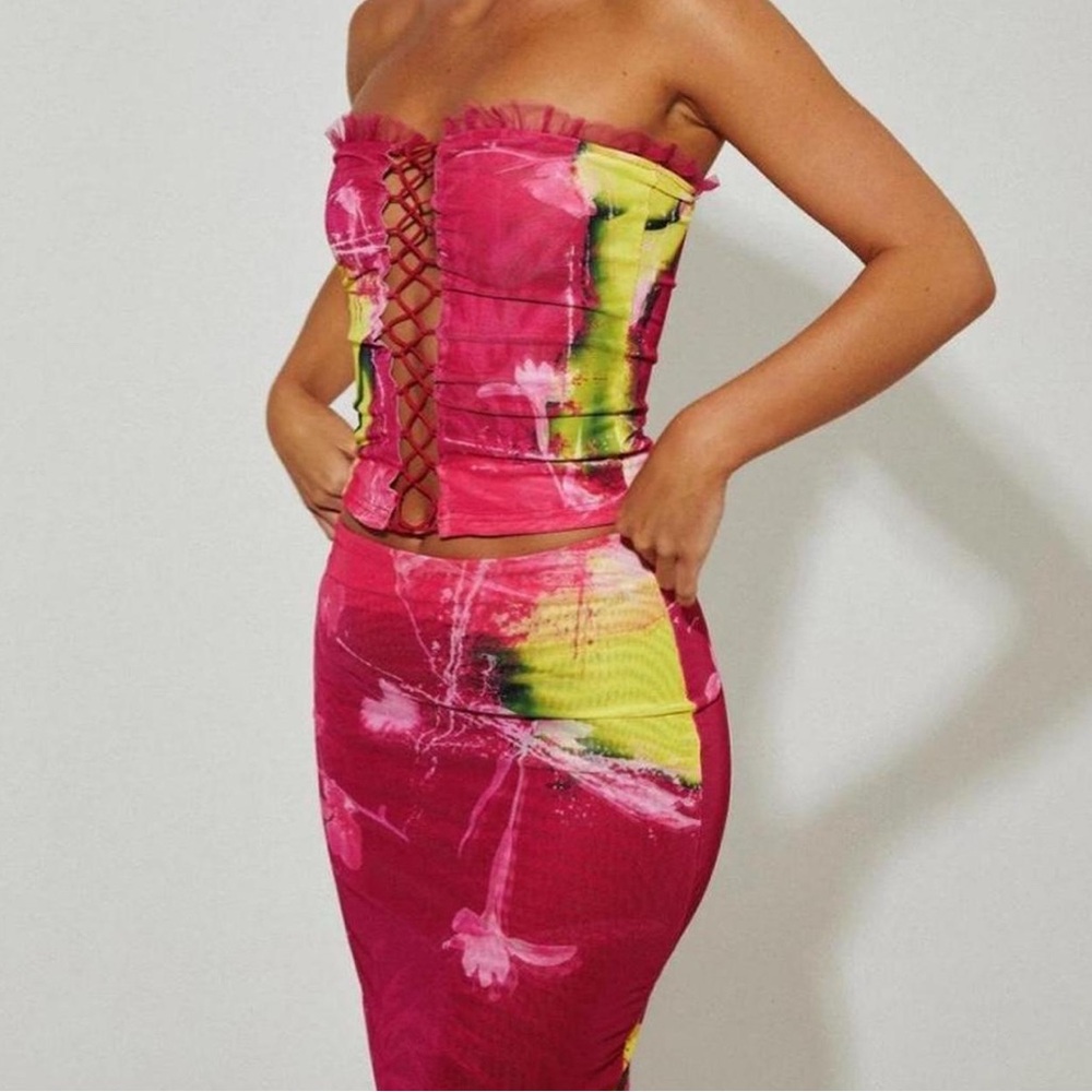 Murci Sour Print Lace Up Mesh Set